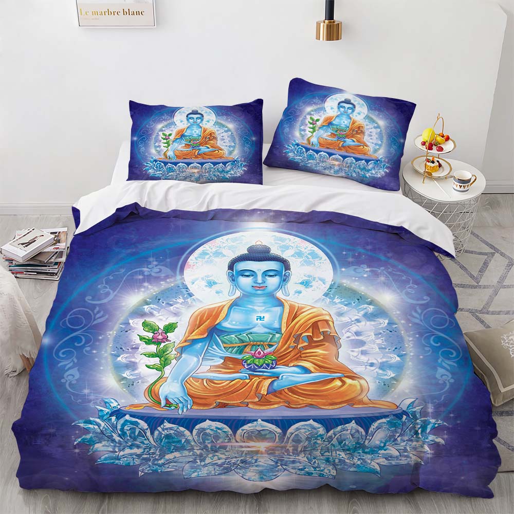3D Buddha Print Bedding Set Meditation Duvet Covers With Pillow Cover Case Home Decor Bed Clothes Double Queen King Size