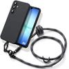 Case for Samsung Galaxy A17 4G/5G, Black Liquid Silicone Anti-Scratch with Detachable Grey Lanyard