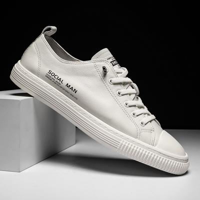 Men's Board Shoes 2021 New Summer Versatile Trend Casual Shoes Breathable Leather White Shoes Trendy Shoes