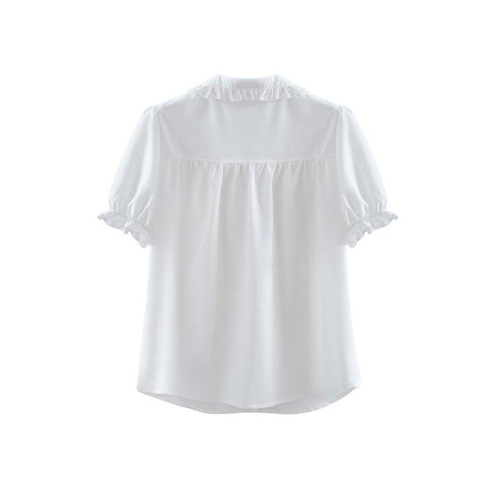 Blouse Lolita Shirt Short Sleeve Top Summer Cute White Women's (S White)
