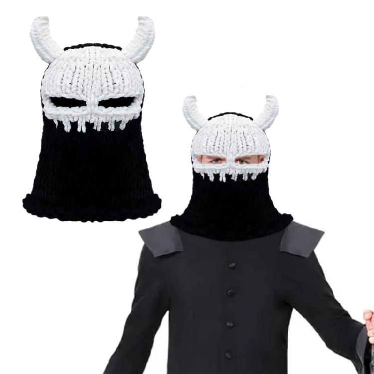 Devil Horn Face Cover Hat Knitted Balaclava Caps for Adult Teens Winter Warm Hat Adult Halloween Cosplay Costume Headwear