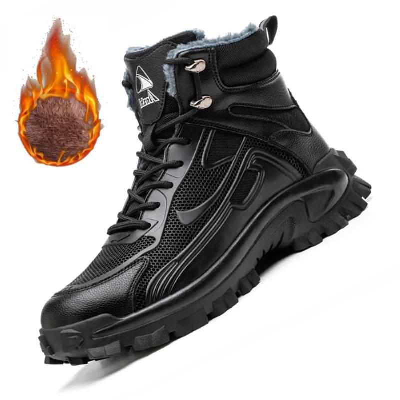 New Fashion Winter Men Safety Work Boots Breathable Steel Toe Cap Indestructible Anti Smashing Male Shoes Footwear