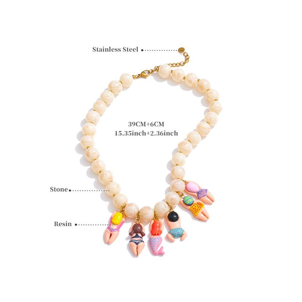 Adjustment Neck Chain Imitation Stone Beads Chain Creative Necklace Necklace Accessories