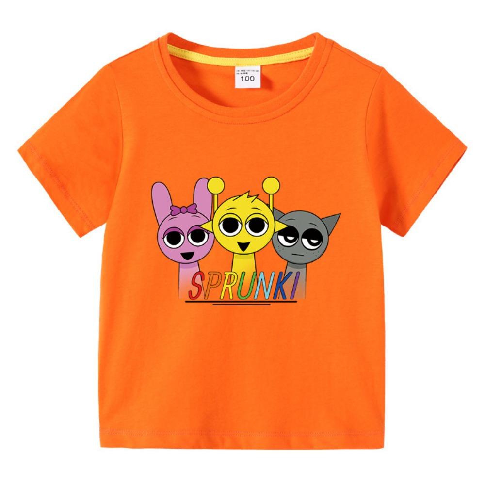 Summer Sprunki Kids Clothes Incredibox Boys Girls T-shirts Cartoon Game Character Print Tops Cool Comfortable Short Gift