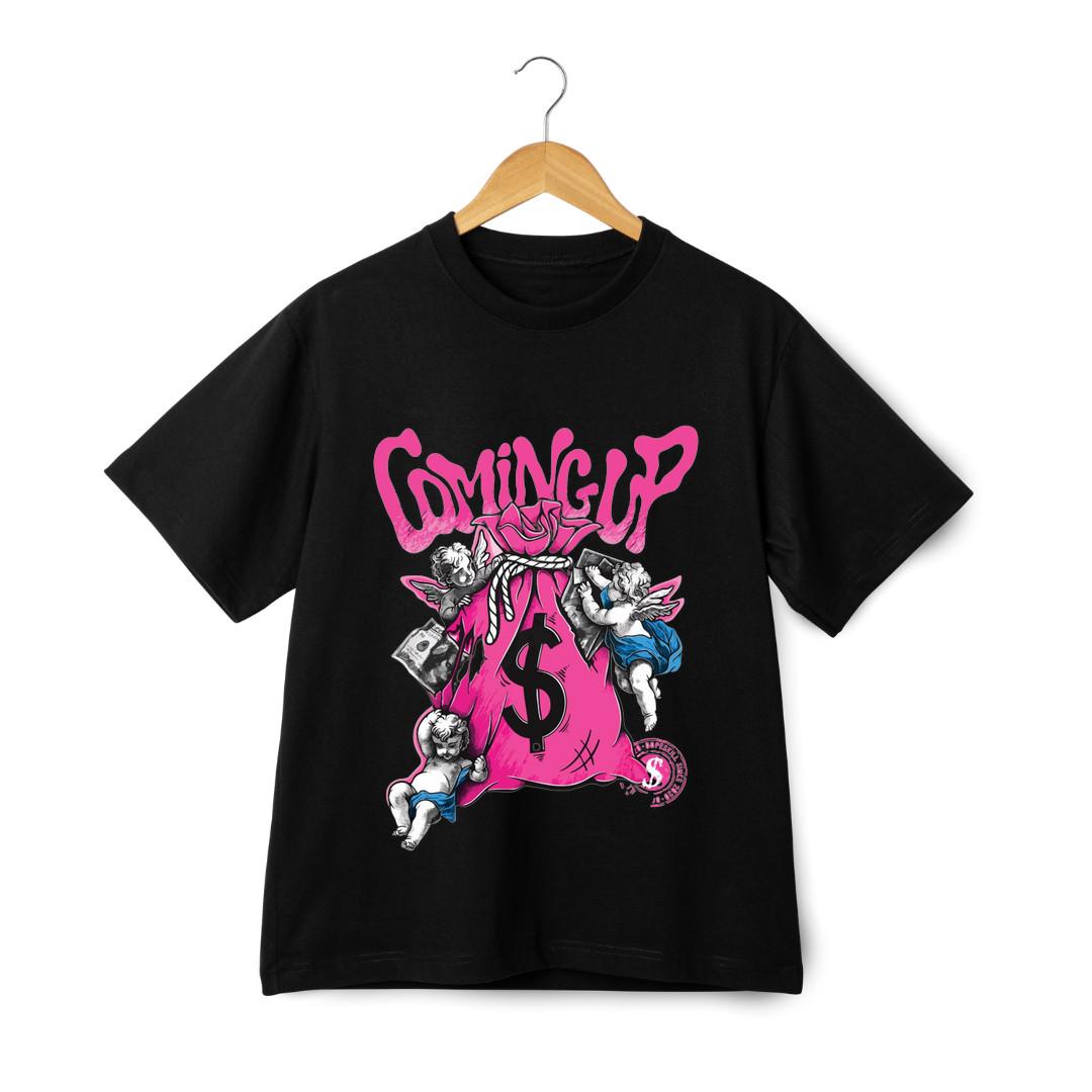 Coming Up Money Bag Graphic T-Shirt Mens Womens Tees Top - Hip Hop Streetwear Dollar Tee 3XL