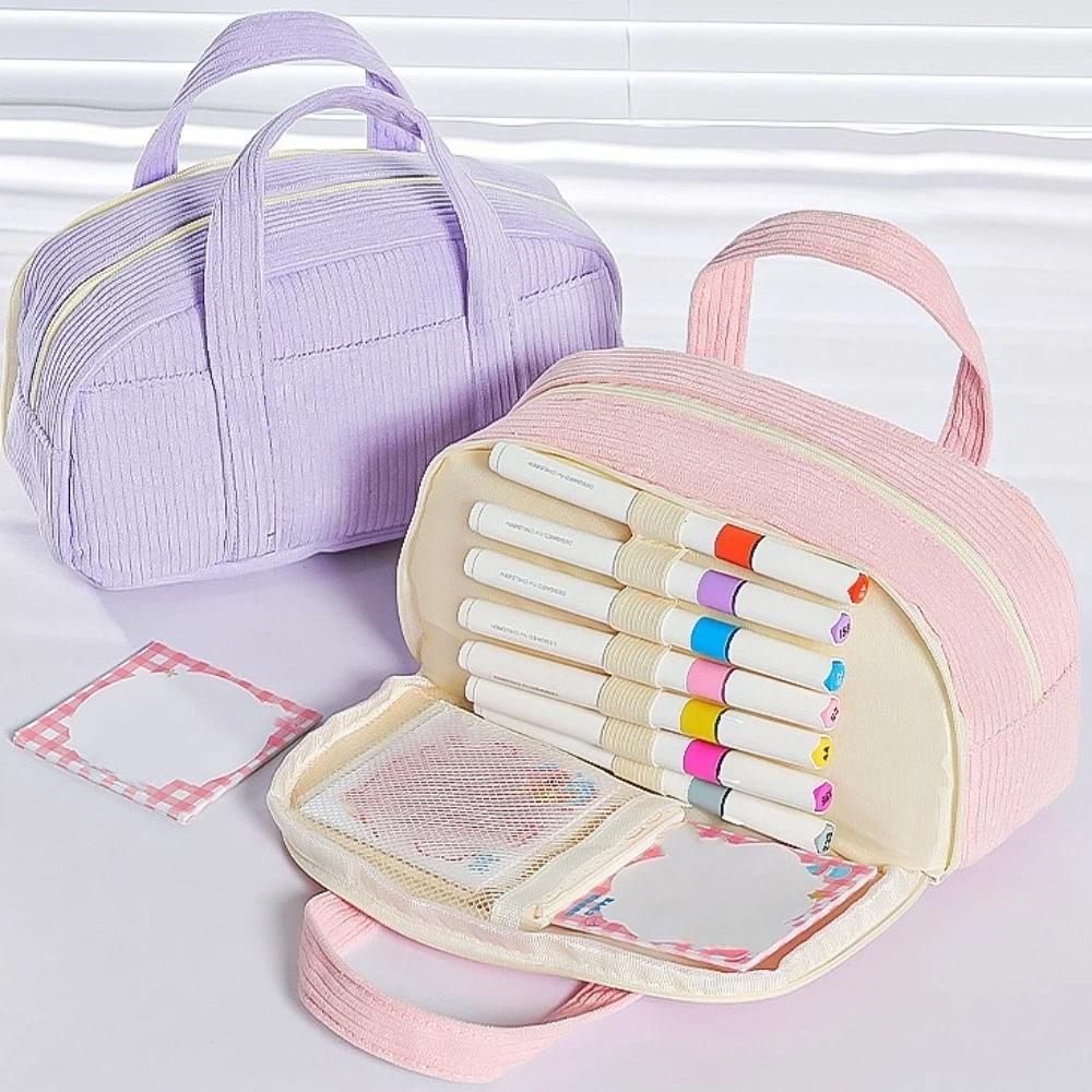 Large Capacity Stationery Bag Thickened Pencils Pouch Creative Colored Velvet Pencil Bag Student