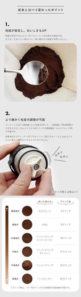 Griffhalter PORLEX Kaffeemühle, professionell, hoher Griffhalter, 60-stufig einstellbarer Mahlgrad, 292 g, leicht, hergestellt in Japan, Keramikklinge PORLEX