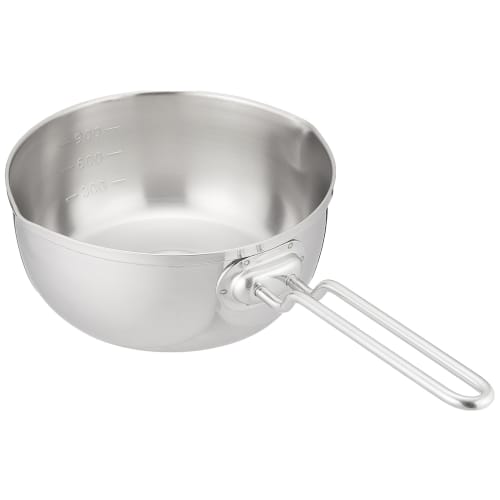 Endo Shoji Commercial Yukihira Saucepan, 16cm, with Handle and Measuring Scale, Triple-Layer Stainless Steel, Made In Japan, AYK52016