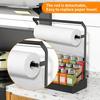 2 in 1 Countertop Paper Towel Holder Shelf with Spice Rack3 Tier Spice Organization for Cabinet No Drilling Paper Towel Holder