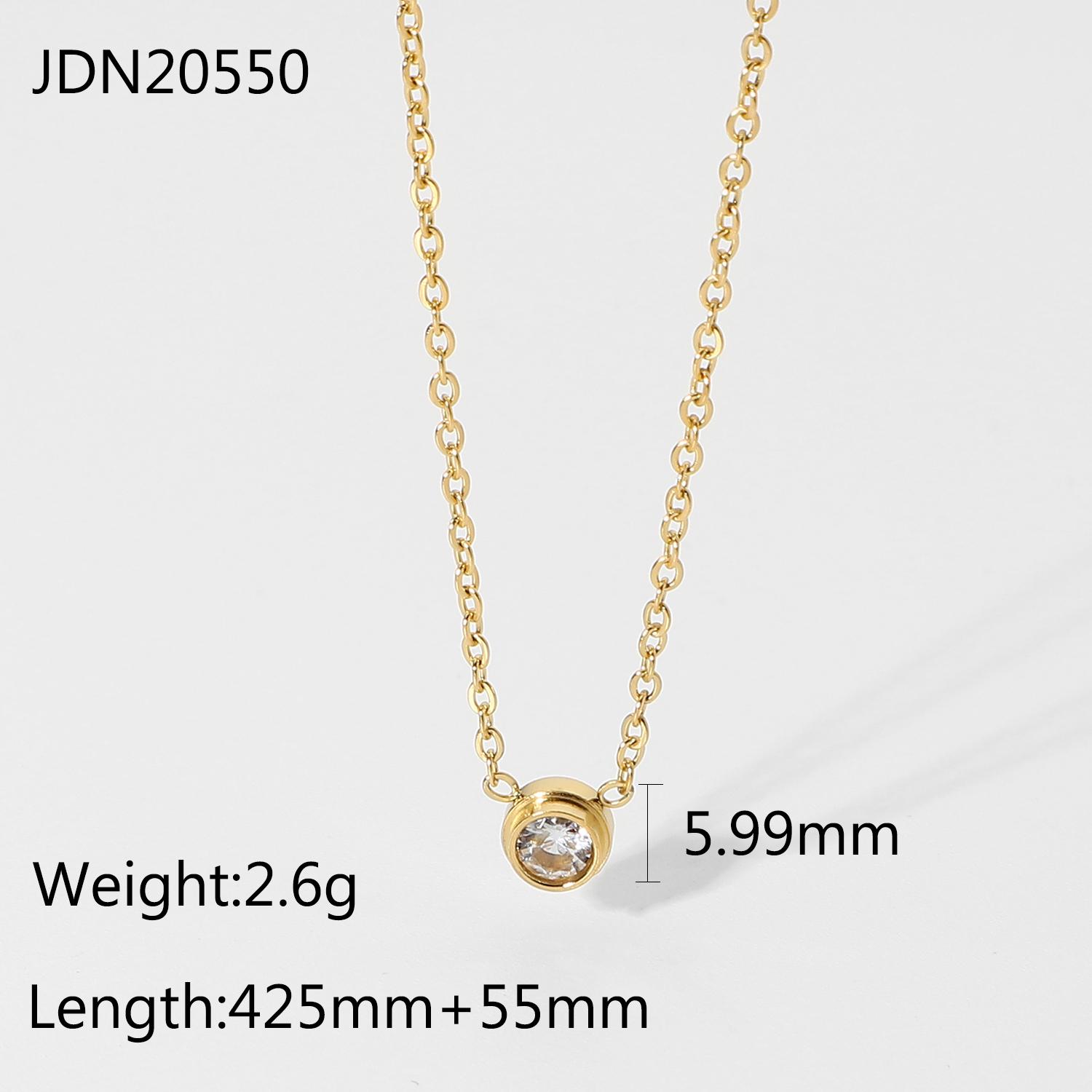 

Gold Plated Stainless Steel Round Zircon Pendant Necklace For Women Minimalist Classic Choker Necklace