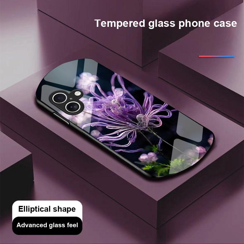 

Золотой Пион Зеленый Для Apple IPhone 16 11 13 15 14 Pro Max 12 Mini 7 8 Plus XR X XS Чехол для телефона из закаленного стекла эллиптической формы For iPhone 13 Mini