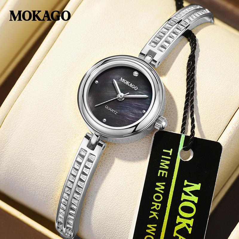 Mokaga Women s Retro Luxury Waterproof Fashion Bracelet Watch чёрный/серебряный