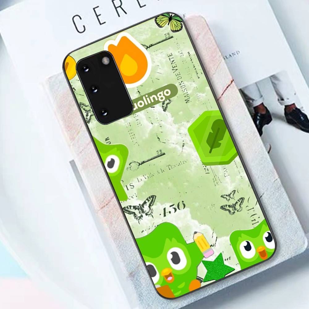 Popular D-Duolingo Green Owl Phone Case For Samsung S 24 Fe 25 Ultra Plus 20 Lite 21 30 22 23 24 22 Ultra 5G Fundas