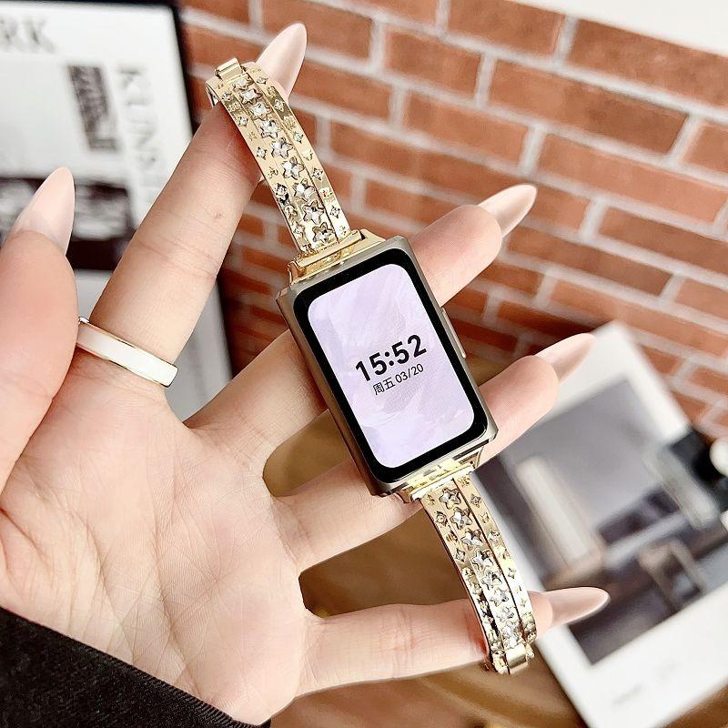 

Diamond Metal Watch Strap For Huawei Band 11 Smart Watch Bracelet Dressy Bangle Wristband For Huawei Band 11 Pro Metal Correa for Huawei 11 Pro золотий