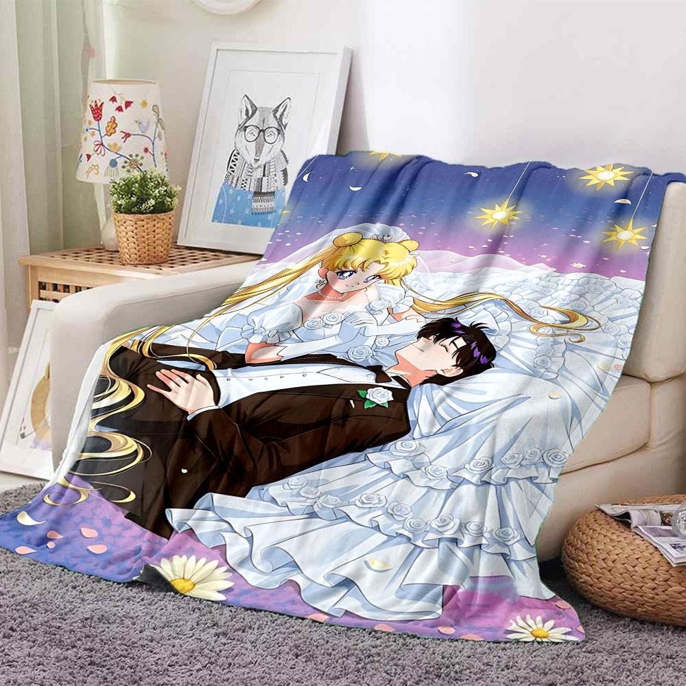 1PC Sailor Moon Blanket Lightweight Flannel Throw Blanket for Sofa, Bed, Travel, Camping, Livingroom, Office, Couch