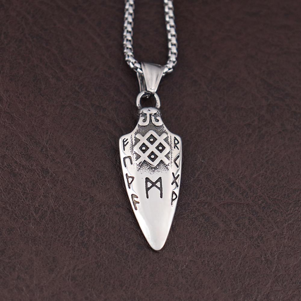 Stainless Steel Retro Men's Nordic Spear Pendant Creative Scandinavian Arrow Necklaces Odin Rune Male Jewelry