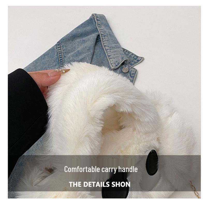 Adorable Big-Eyed Dog Plush Crossbody Bag - Fashionable Chain Design