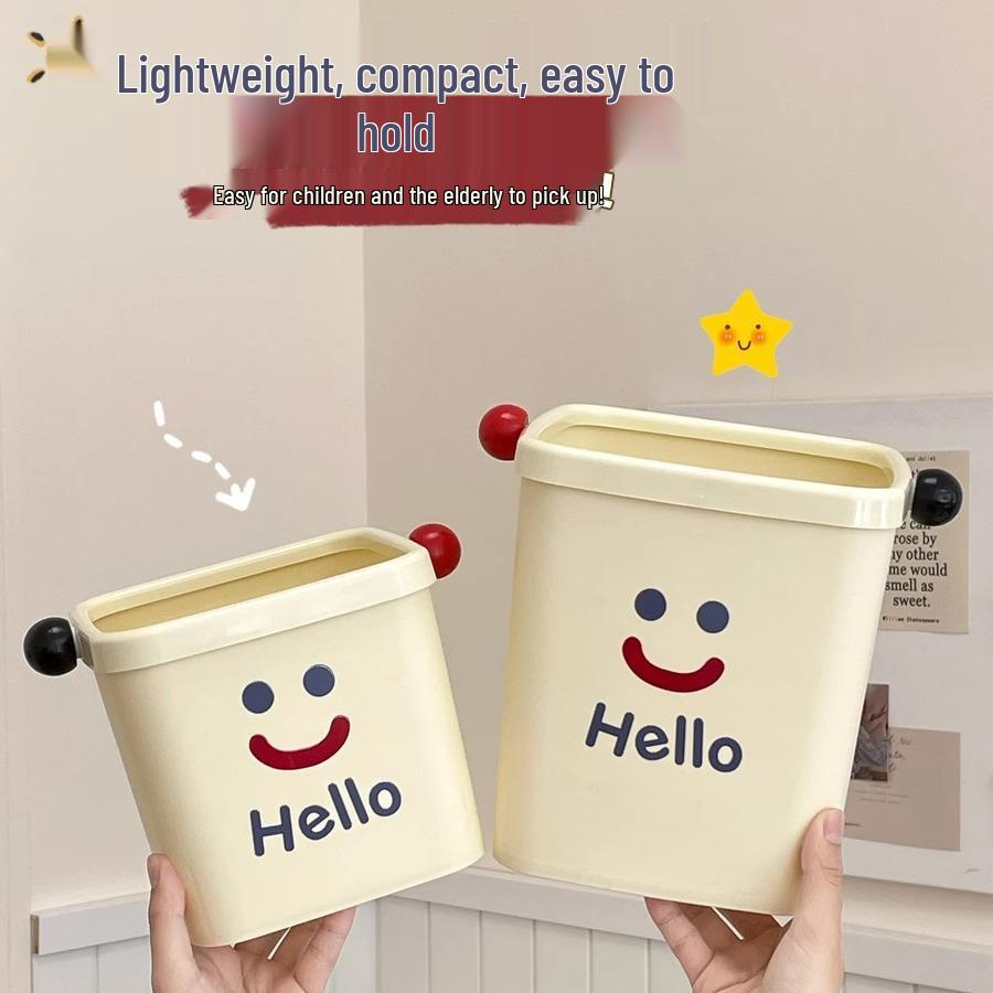 Mini Cute Desktop Trash Can with Lid Ring for Dorm, Living Room, or Office