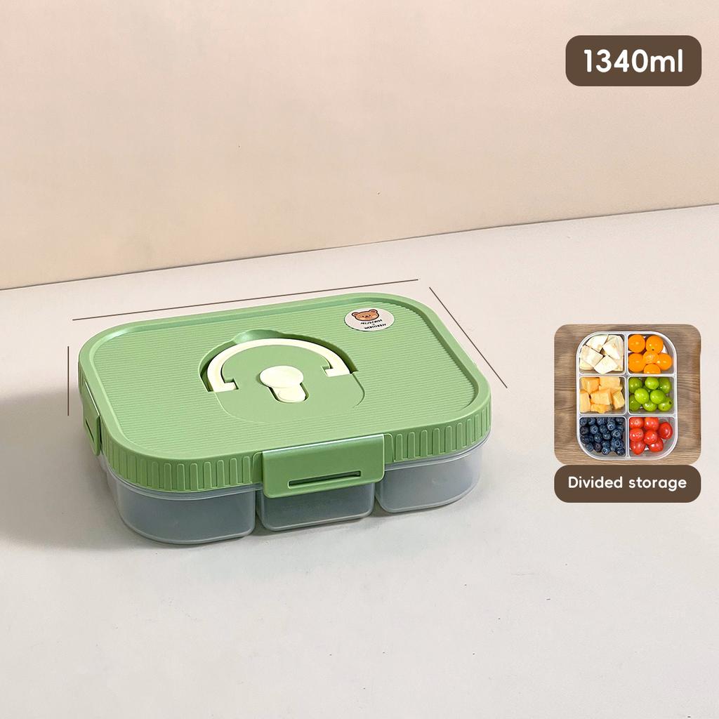 Large Capacity Plastic Bento Box With Compartment Microwave Heatable Divided Lunch Box For Kids Students Leak-proof Food Box