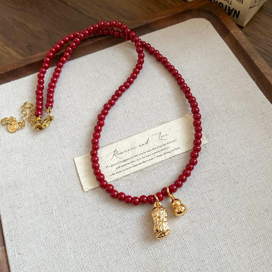 

18k real gold electroplated Chinese windshield beaded peanut necklace women s sweater chain necklace
