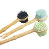 1 Stück Silikon-Bürstenkopf Rückenbürste Duschbürste mit langem Holzgriff Peeling für trockene Haut Körpermassage Reinigungswerkzeug