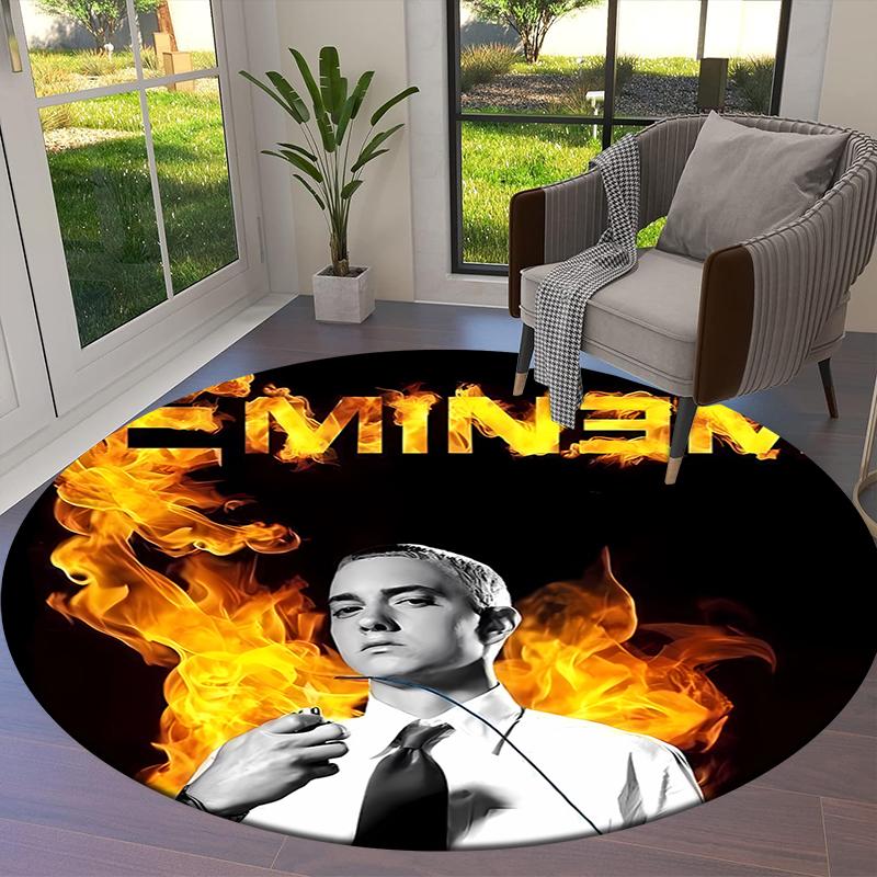 Eminem Round Area Rug,Carpet Rug for Living Room Bedroom Sofa Playroom Decor,Non-slip Floor Mat