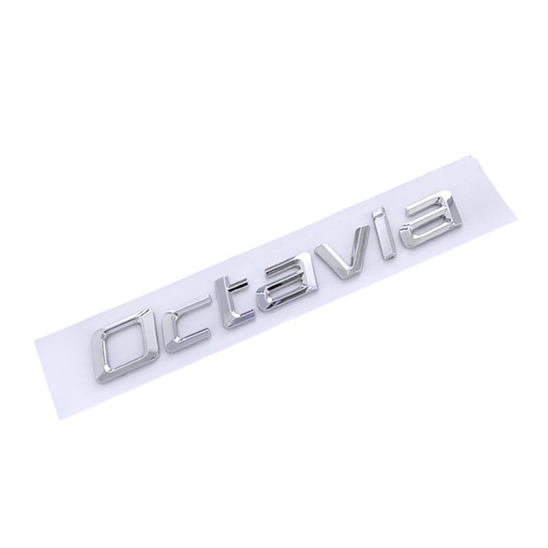 JBIW9 3D ABS Chrom Schwarz Logo Octavia Emblem Buchstaben Auto Heckklappen Aufkleber Für Skoda Octavia 1 2 3 4 MK3 MK4 MK5 RS VRS Zubehör