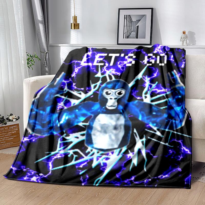 1pc Blanket Gorilla Tag Print Design, Lightweight Blanket for Sofa, Bed- Soft &Warm, Gift for All Seasons like Christmas, Halloween