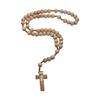 Katholischer Rosenkranz Holzperlen Halskette mit Holzkreuz Anhänger für Christliches Religiöses Event Gebetskette Halskette Geschenk