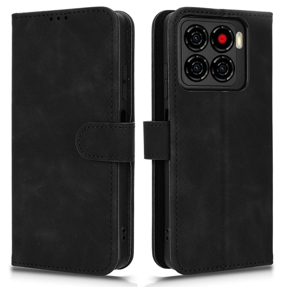

For ZTE Blade A56 Leather Case Skin Feel Anti Drop Wallet Flip Phone Cover Black