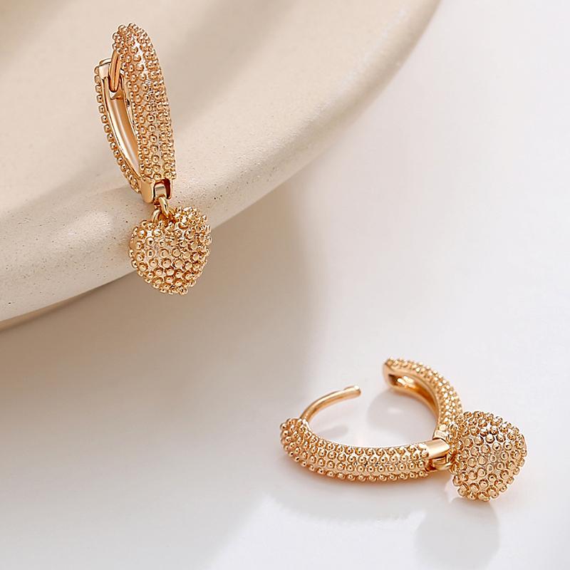 Boucles d'oreilles pendantes en forme de cœur pour femmes, Kinel, couleur or Rose, bijoux Vintage