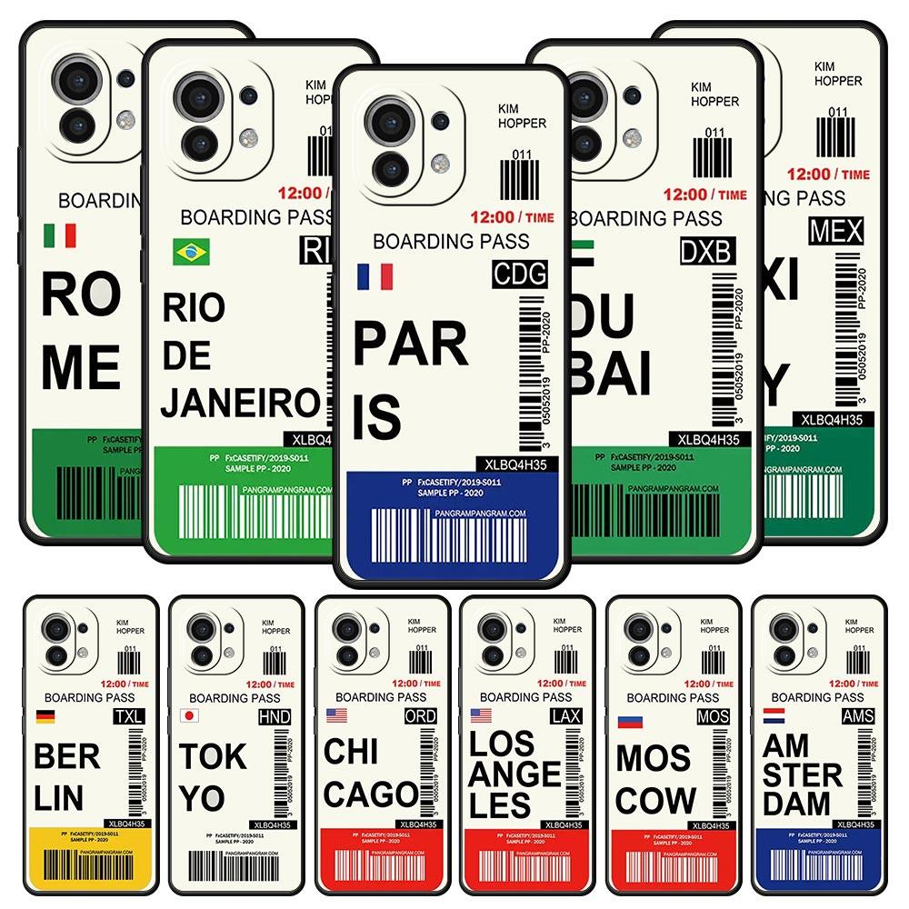 World City Travel Ticket New York Label Case For Xiaomi 14 13T 12T Pro 12 13 11 Ultra Mi Note 10 Lite 10T 5G Pro 11i 9T Cover