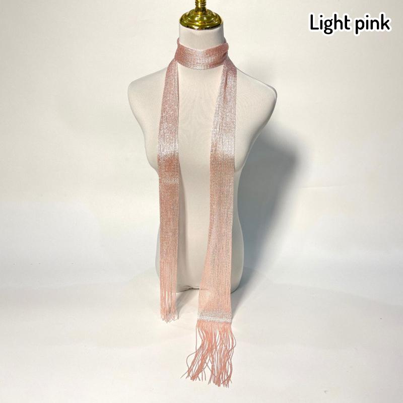 

Fashion Nightclub Bright Silk Sunscreen Shawl Gold Silver Shiny Necklace For Women Vintage Lace Tassel Party Evening Dress Scarf A17