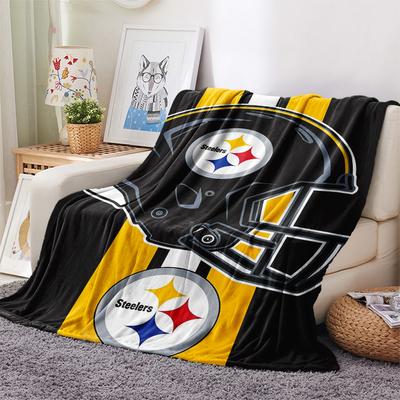 Koc Flanelowy z Nadrukiem Pittsburgh Steelers, Wysokiej Jakości, Wygodny na Wszystkie Pory Roku, Wystrój Domu, Ciepło i Komfort, Idealny na Prezenty Świąteczne