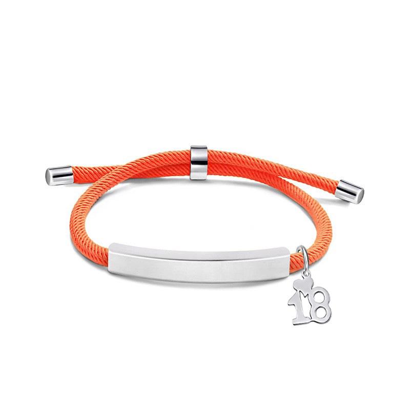 Multi-color Engravable Stainless Steel Bracelet with Number 16 Charm