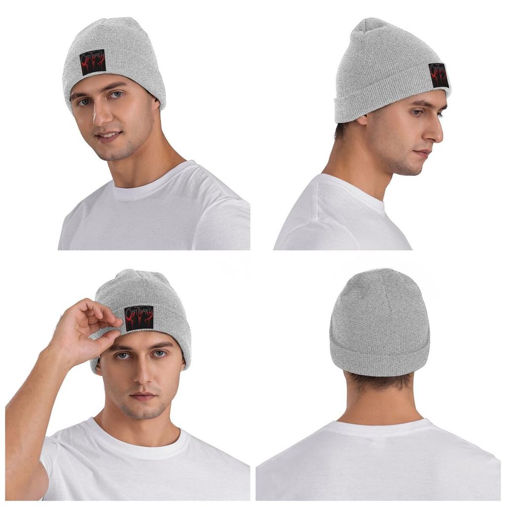 Nachruf Band Logo Death Metal Trucker Warme Strickmütze Hip Hop Mütze Herbst Winter Outdoor Mützen für Unisex Erwachsene