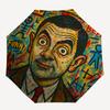 1pc Mr. Bean Artwork Automatic Open/Close Umbrella Folding Umbrella, Portable Compact Travel Umbrella, Gift for Men & Women y17