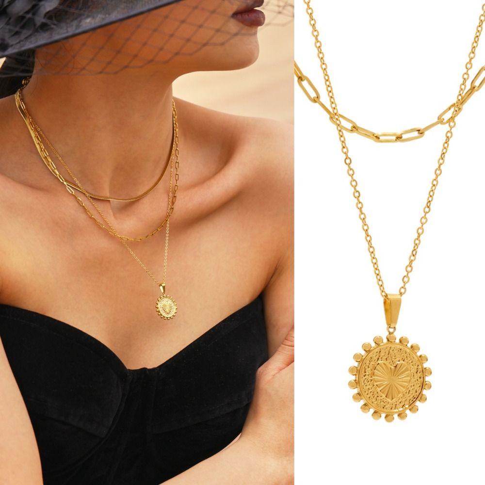 Stainless Steel Double Layers Clavicle Chain Fashion Ladies Choker Jewelry  Summer