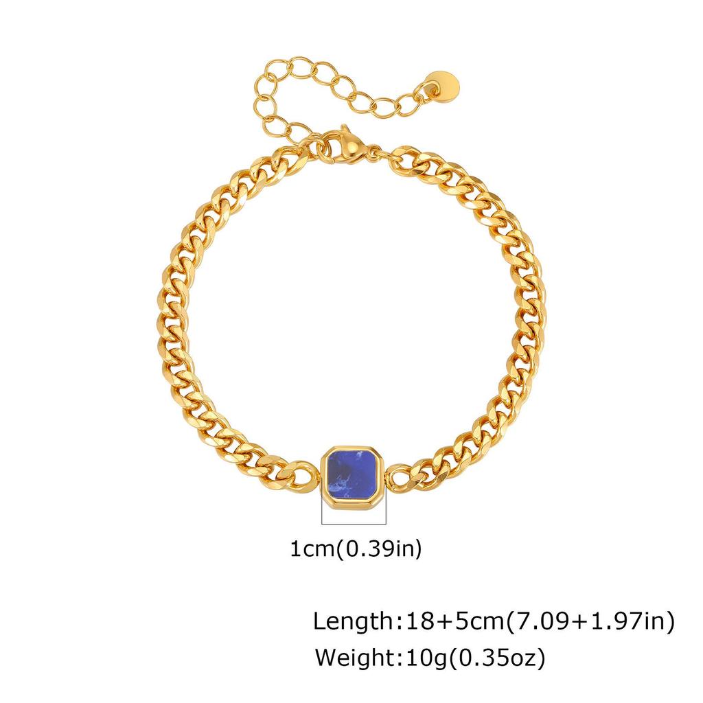 Men's Trendy Hip Hop Six-Sided Grind Gold Steel Chain Bracelet