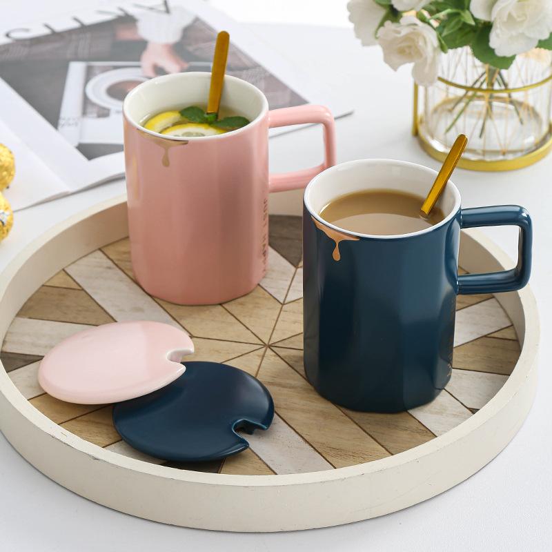 Creative Geometric Vertical Pattern Cup Ceramic Cup Mug Gift Souvenir Couple Cup