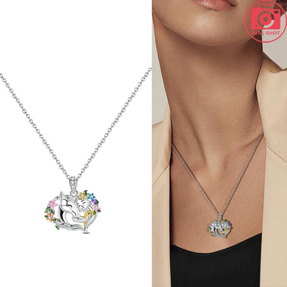 

Exquisite Women Blue Sea Turtle Animal Moon Cat 925 Silver Necklace Heart Love Jewelry Anniversary Fine Gift Accessory