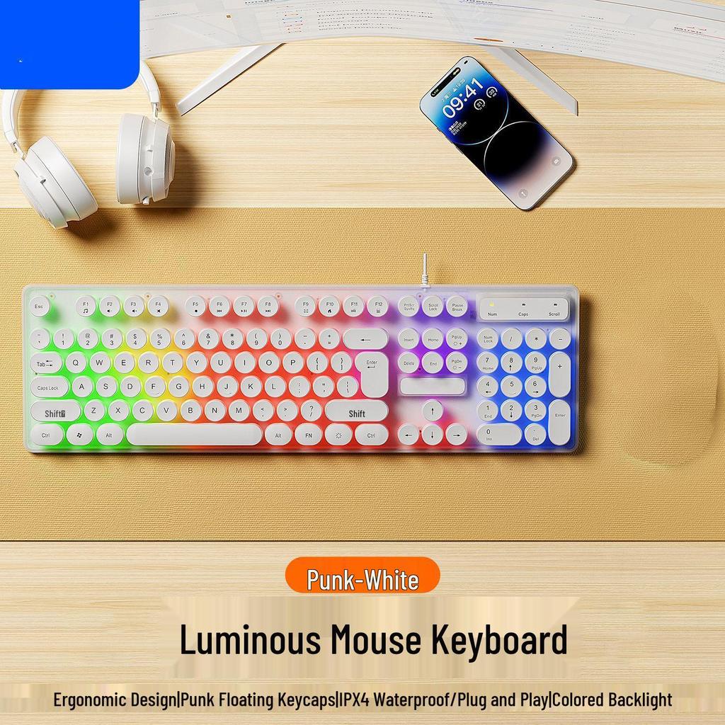 Wired Silent Mechanical Feel Keyboard & Mouse Set for Computers & Gaming - Three-Piece Kit