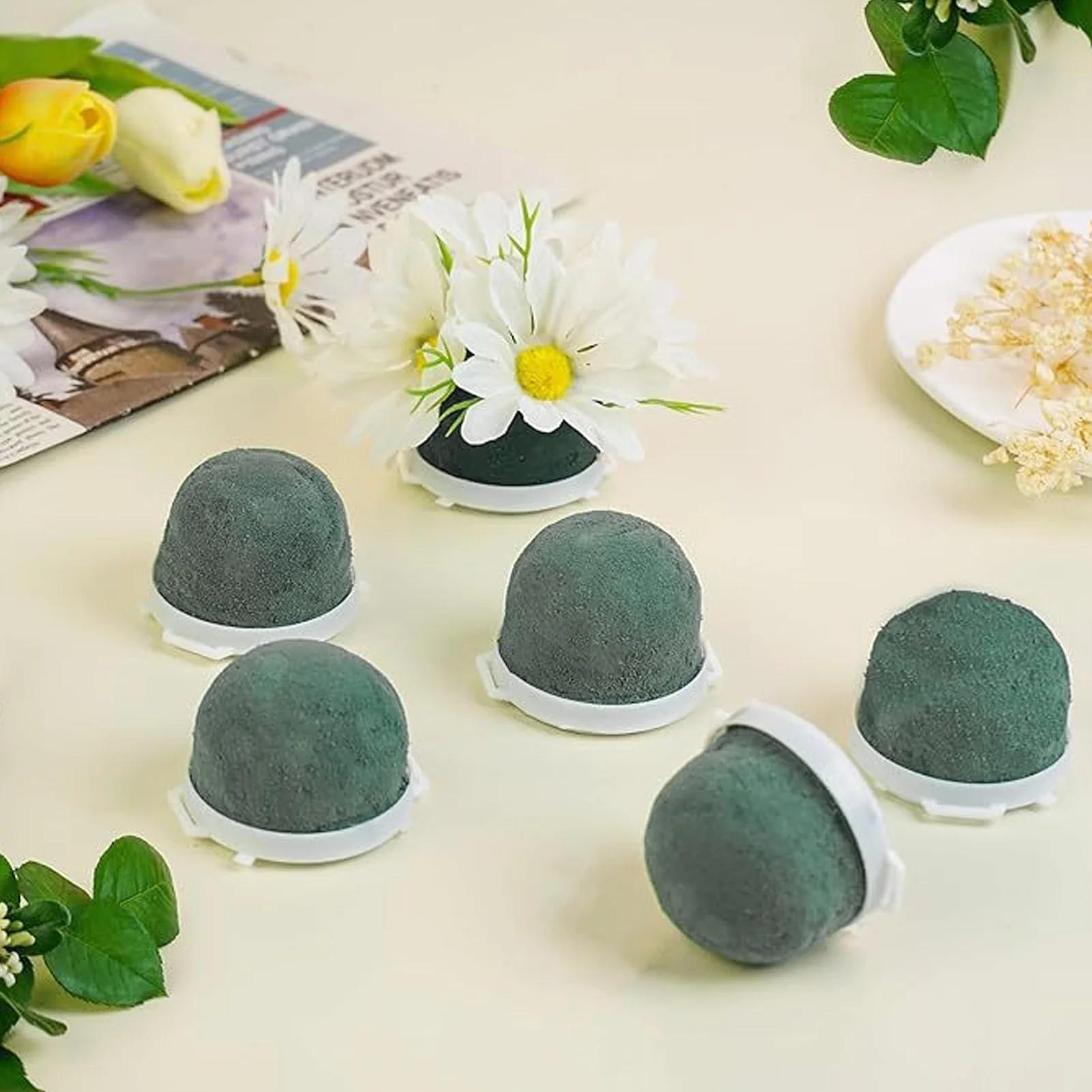 24PCS Mini Floral Foam Holder Round Floral Foam Flower Arrangement Supplies With Iron Wire For Table Wedding Wine Bottle Decor