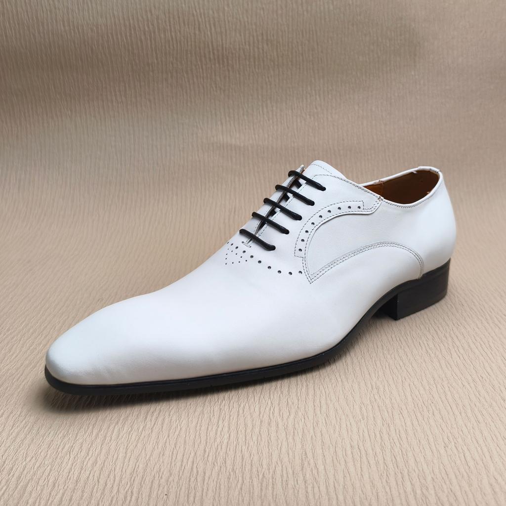 White Wedding Dress Oxford Shoes for Men Lace-up Business Office Formal Shoe New Trends Handmade Custom Comfortable Male Brogues