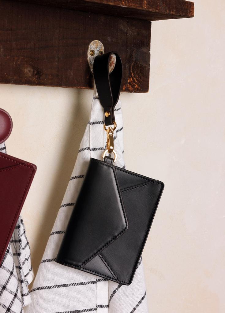 Matt Post Steen Leather Keyring Card Wallet Black