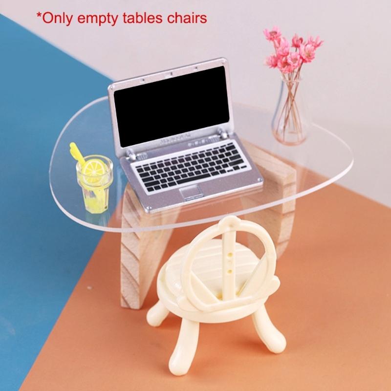 Miniatureature Acrylic Table And Chairs Set For Doll House Decoration Realistic Miniature Furniture Props Creative Handmade Photography Accessories