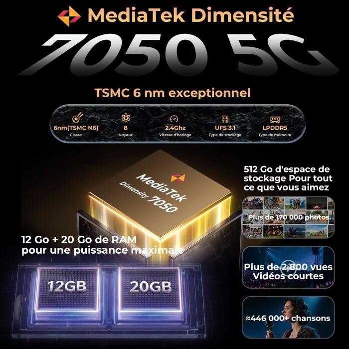 5G Telephone Portable Incassable HOTWAV Hyper 8 Pro 32Go+512Go 6,8" 2K Smartphone Robuste 12000mAh Caméra 108MP Dural SIM/NFC/IP68