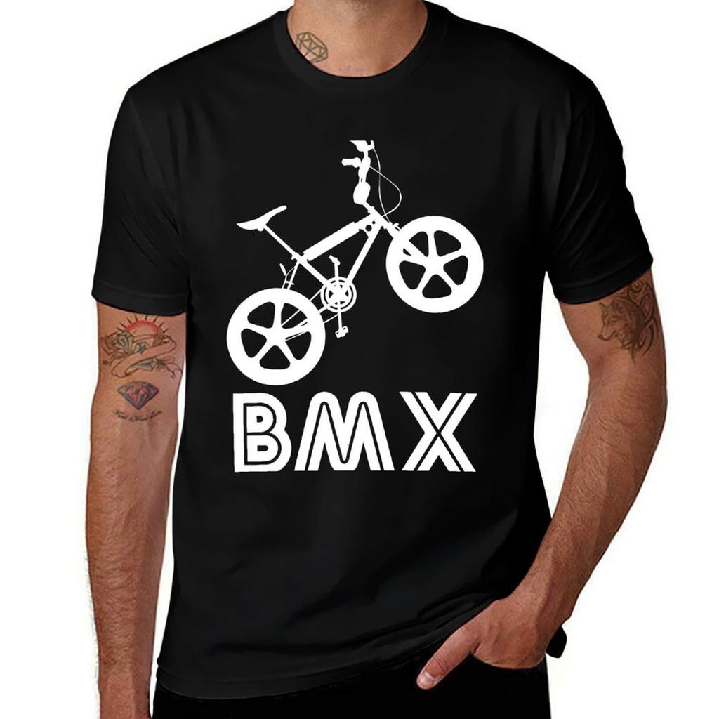 BMX Silhouette White TShirt Fashion Graphic Tee for Men