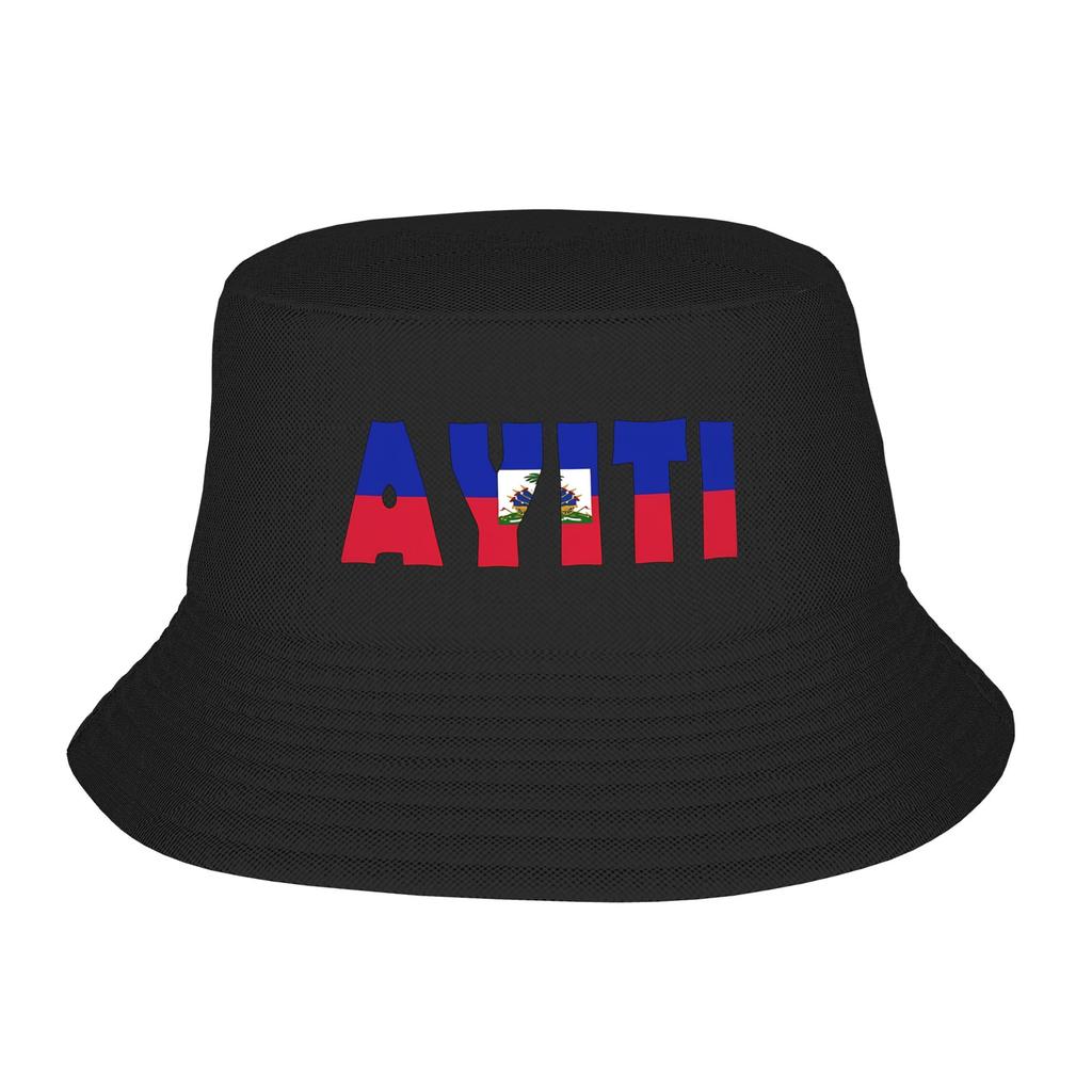 Haiti Grunge Flag Bucket Hat For Woman Beach Floppy Hat Casual Lightweight For Outdoor Sport Fishing Hat Bob Hat