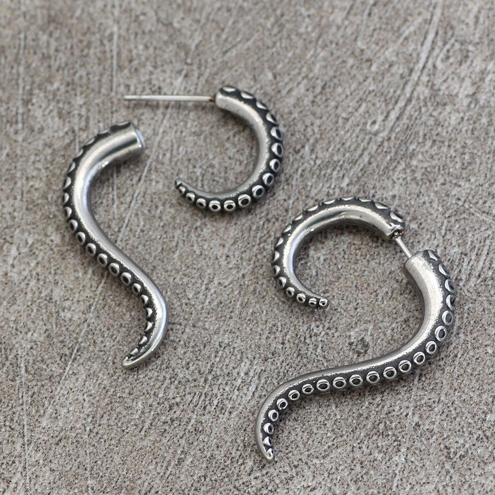 Popular Gothic Octopus Earrings False Spiral Cone Punk Ladies Alloy Earrings